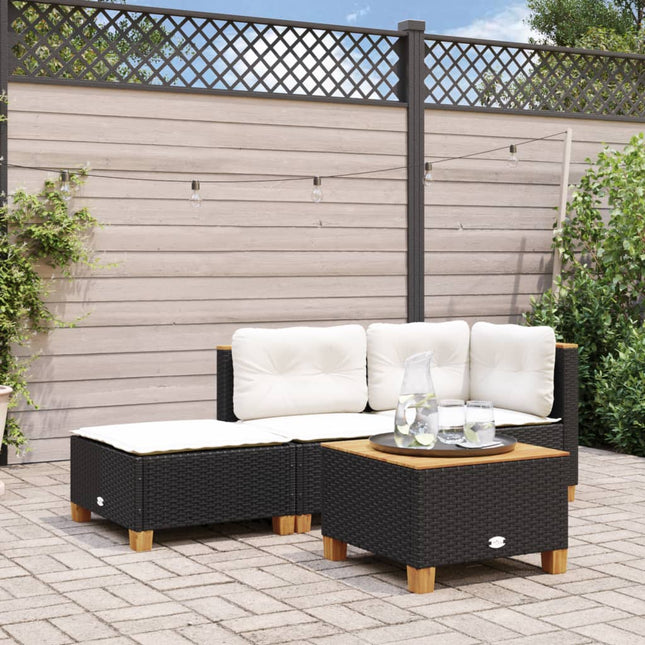 Gartenhocker Mit Kissen 63,5X56X32 Cm Poly Rattan - Moebelbox24.de