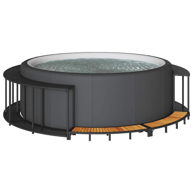 Whirlpool-Umrandung Mit Stauraum Holztreppe Poly Rattan