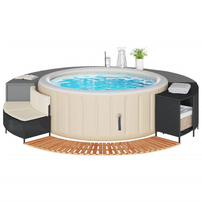 Whirlpool-Umrandung Poly Rattan Und Massivholz Akazie