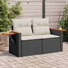 Gartensofa Mit Kissen 2-Sitzer Schwarz Poly Rattan - Moebelbox24.de