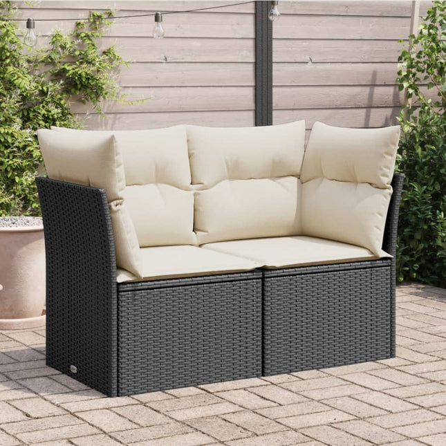 Garten- Mit Kissen Schwarz Poly Rattan - Moebelbox24.de