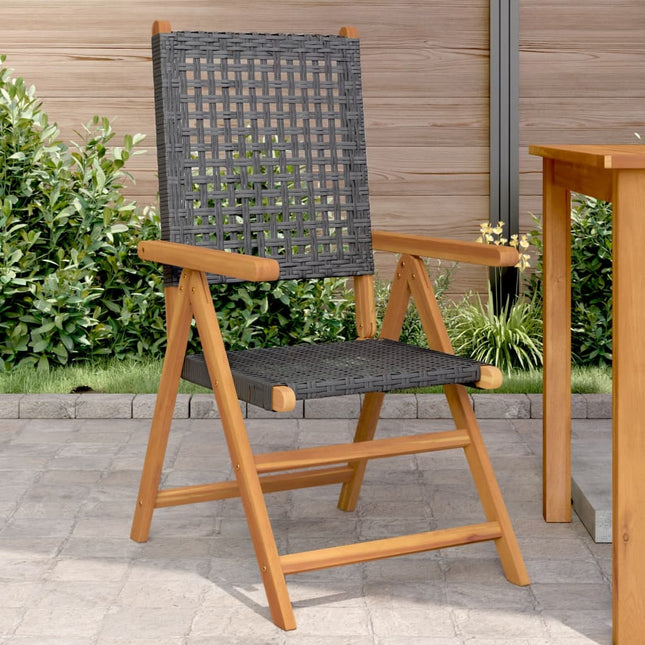 Gartenstuhl Verstellbar 6 Stk. Poly Rattan Massivholz - Moebelbox24.de