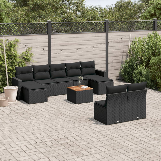 10-Tlg. Garten-Sofagarnitur Mit Kissen Beige Poly Rattan - Moebelbox24.de