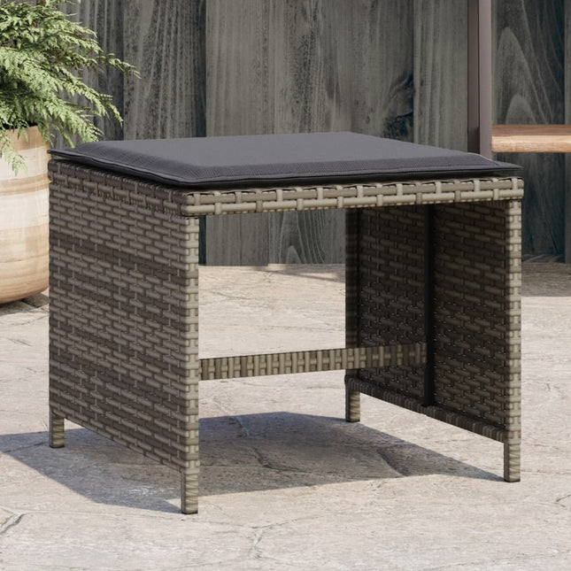 Gartenhocker Mit Kissen 4 Stk. Grau 40X40X35 Cm Poly Rattan Terrakotta - Moebelbox24.de