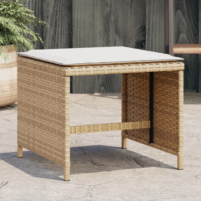 Gartenhocker Mit Kissen 4 Stk. Beige 40X40X35 Cm Poly Rattan - Moebelbox24.de