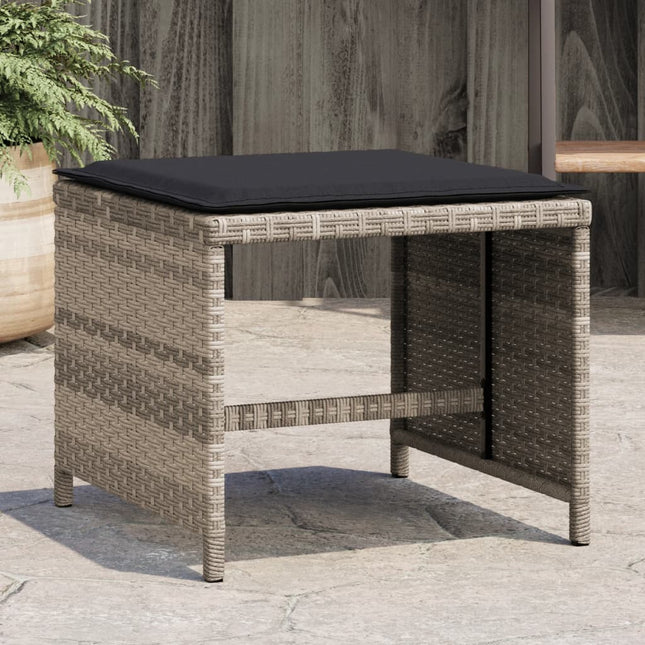 Gartenhocker Mit Kissen 4 Stk. Hellgrau 40X40X35 Cm Poly Rattan - Moebelbox24.de