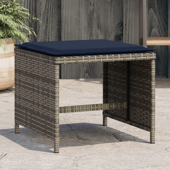 Gartenhocker Mit Kissen 4 Stk. Grau 40X40X35 Cm Poly Rattan Natürlich Imprägniert - Moebelbox24.de