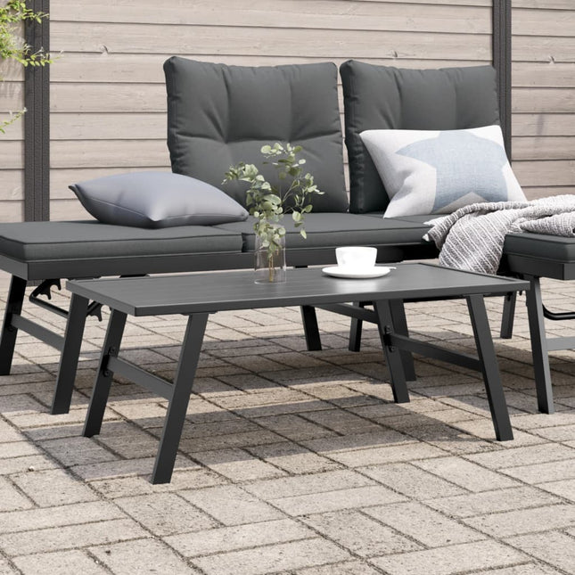 Garten-Couchtisch Schwarz 90X45X35 Cm Pulverbeschichteter Stahl - Moebelbox24.de