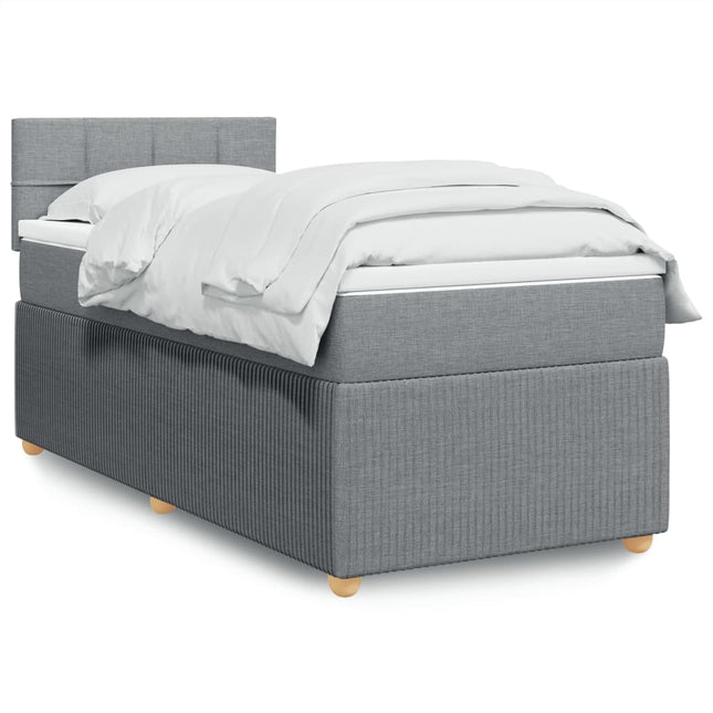 Boxspringbett Mit Matratze Stoff Hellgrau