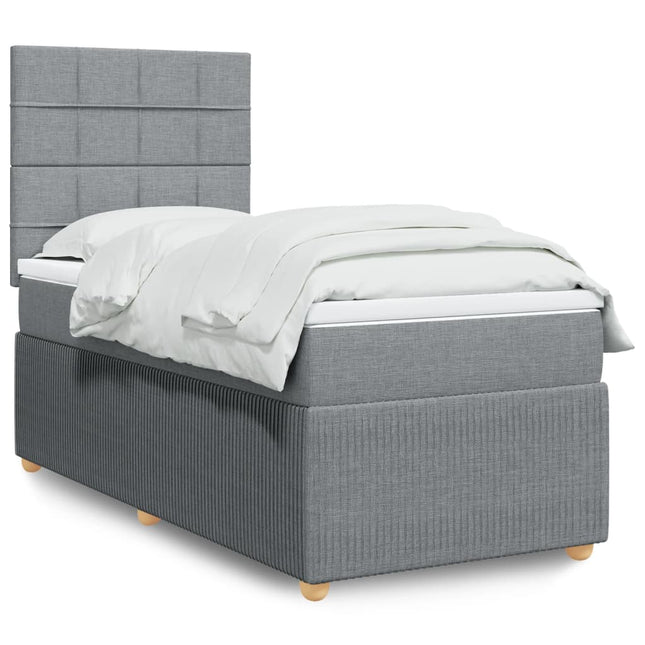 Boxspringbett Mit Matratze Stoff Hellgrau - Moebelbox24.de