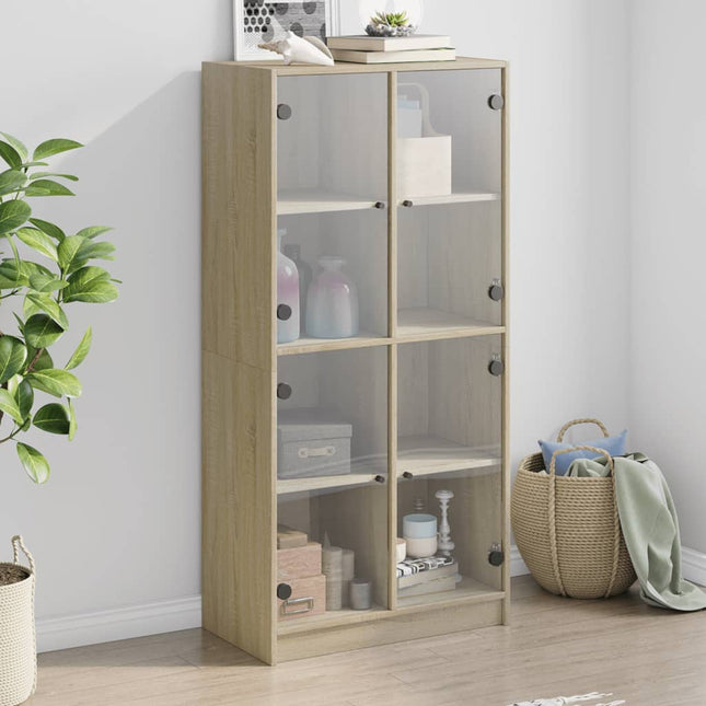 Bücherschrank Mit Türen Sonoma-Eiche 136X37X142Cm Holzwerkstoff