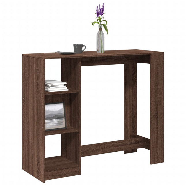 Bartisch Mit Regal Braun Eiche 124X46X103,5 Cm Holzwerkstoff - Moebelbox24.de