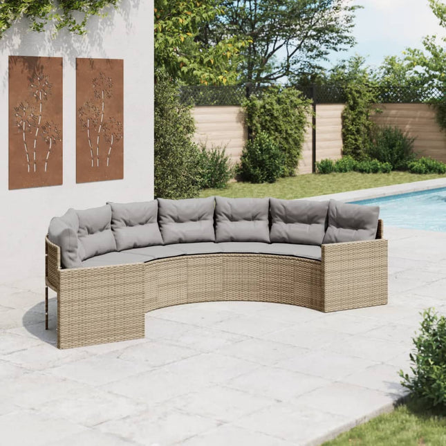 Gartensofa Mit Tisch Und Kissen Beige Poly-Rattan Beige Und Hellgrau - Moebelbox24.de