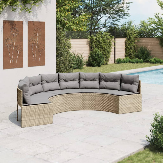 Gartensofa Mit Tisch Und Kissen Beige Poly-Rattan Beige Und Hellgrau - Moebelbox24.de