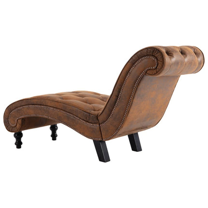 Chaiselongue Braun Wildleder-Optik