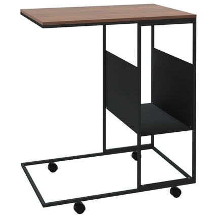 Beistelltisch Mit Rollen Schwarz 55X36X63,5 Cm Holzwerkstoff Schwarz Und Braun