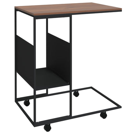 Beistelltisch Mit Rollen Schwarz 55X36X63,5 Cm Holzwerkstoff Schwarz Und Braun