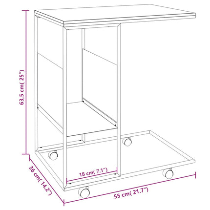 Beistelltisch Mit Rollen Schwarz 55X36X63,5 Cm Holzwerkstoff Schwarz Und Braun