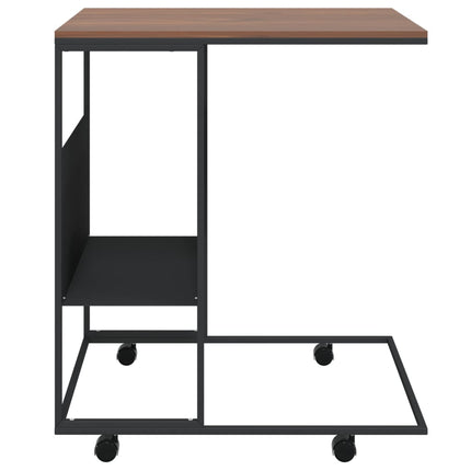 Beistelltisch Mit Rollen Schwarz 55X36X63,5 Cm Holzwerkstoff Schwarz Und Braun