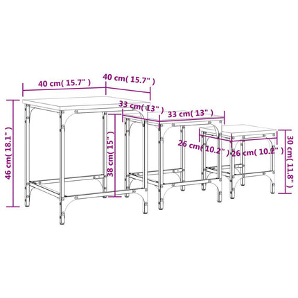 Satztische 3 Stk. Holzwerkstoff