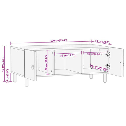 Couchtisch 100X54X40 Cm Massivholz Mango