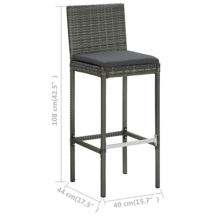 Garten-Barhocker Mit Kissen 2 Stk. Poly Rattan