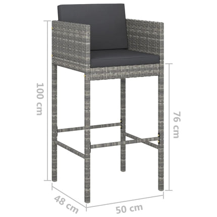 Barhocker 2 Stk. Mit Kissen Poly Rattan