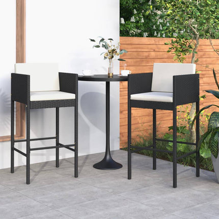 Barhocker 2 Stk. Mit Kissen Poly Rattan