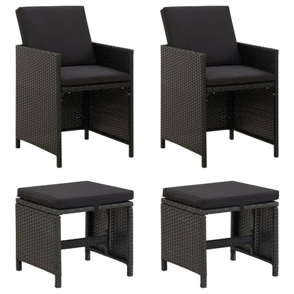 4-Tlg. Gartenstuhl Und Hocker Set Poly Rattan