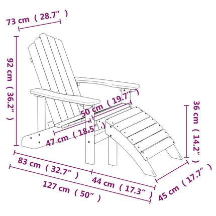 Adirondack-Gartenstühle 2 Stk. Mit Hockern Hdpe Weiß