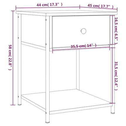 Nachttisch Braun Eichen-Optik 44X45X58 Cm Holzwerkstoff