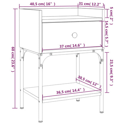 Nachttisch Sonoma-Eiche 40,5X31X60 Cm Holzwerkstoff