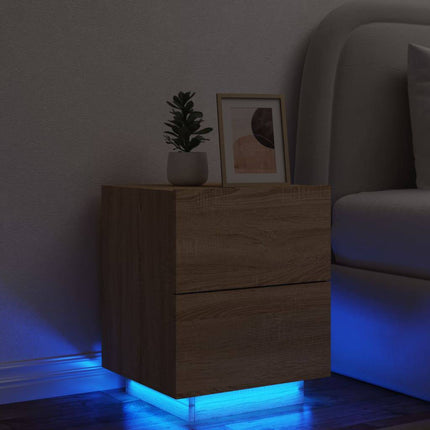 Nachttisch Mit Led-Leuchten Holzwerkstoff