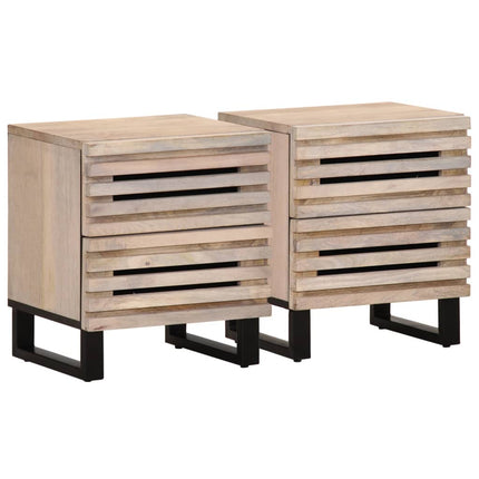 Nachttische 2 Stk. 40X34X46 Cm Massivholz Mango