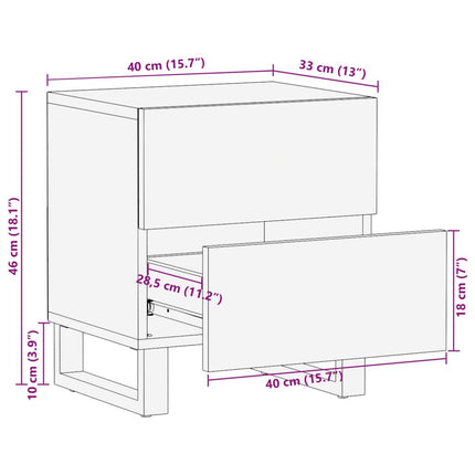 Nachttische 2 Stk. 40X34X46 Cm Massivholz Mango