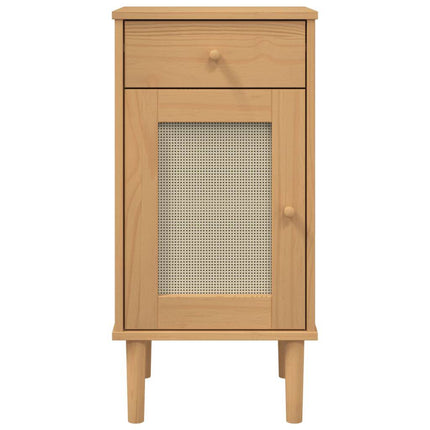 Nachttisch Senja Rattan-Look 40X35X80Cm Massivholz Kiefer