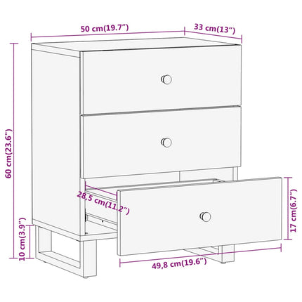 Nachttisch Braun Und Schwarz 50X33X60 Cm Massivholz Mango Grün