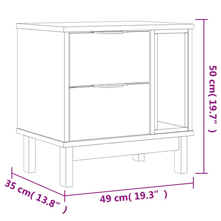 Nachttisch Flam 49X35X50 Cm Massivholz Kiefer Creme