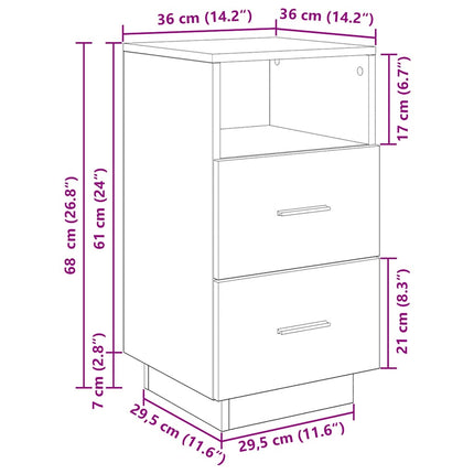 Nachttisch Mit 2 Schubladen 36X36X68 Cm