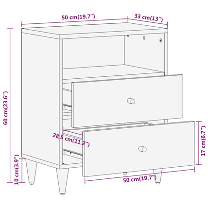 Nachttisch 50X33X60 Cm Massivholz Mango