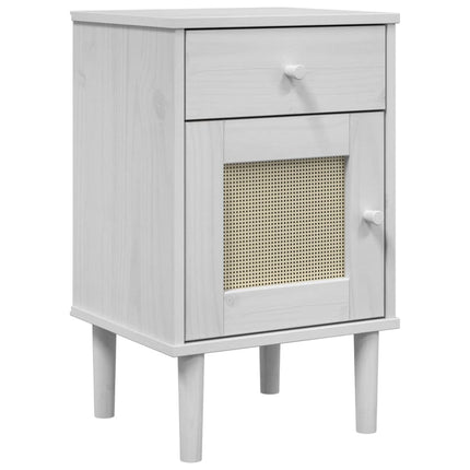 Nachttisch Senja Rattan-Look 40X35X65 Cm Massivholz Kiefer